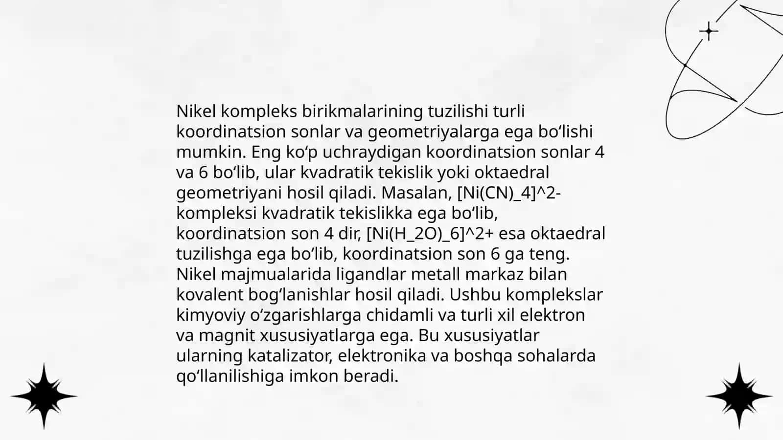 Nikel kompleks birikmalari va ularning xossalari 4