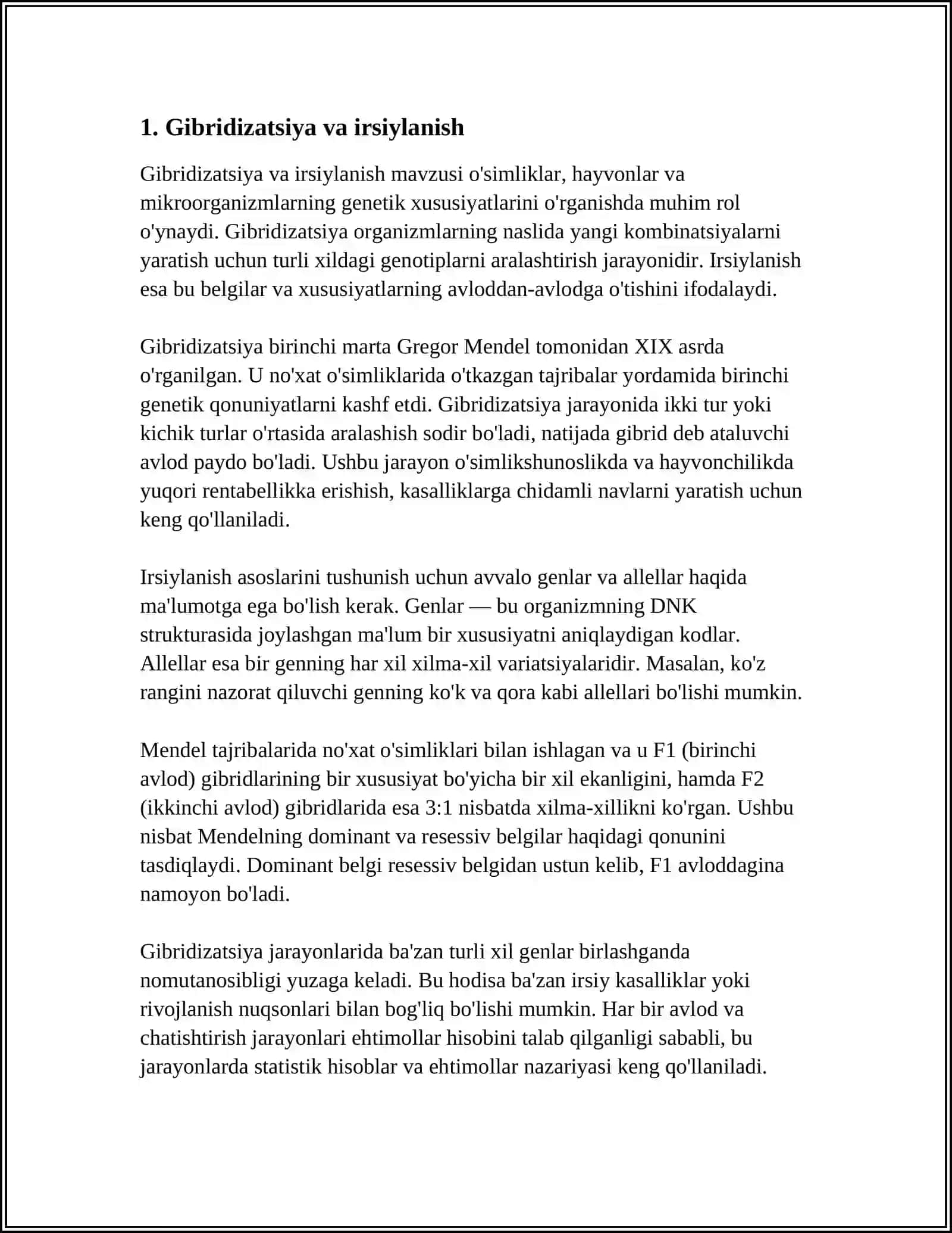 MUSTAQIL ISHI: BELGILANGAN JINSGA BIRIKKAN HOLDA IRSIYLANISHI 4