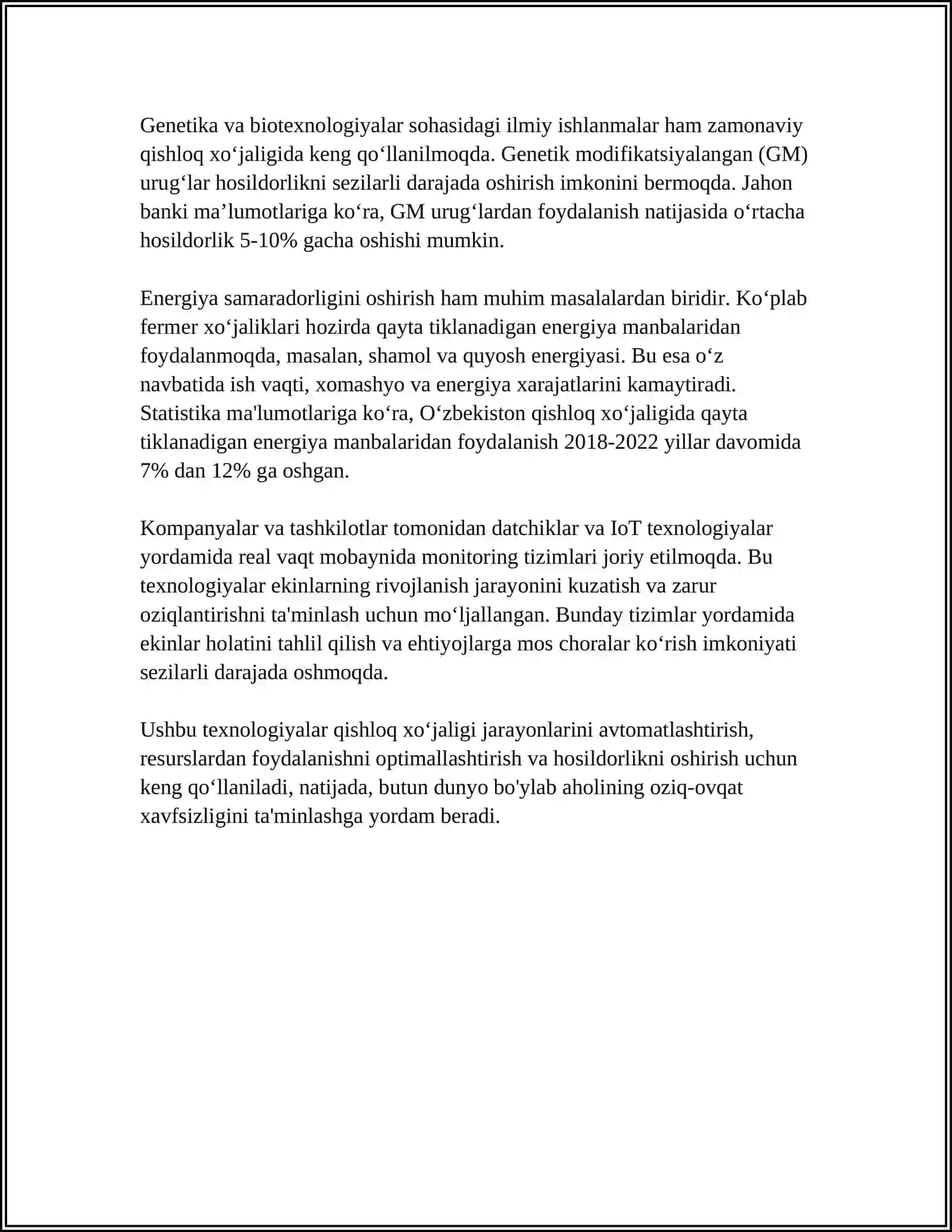 MUSTAQILLIK YILLARIDA QISHLOQ XO'JALIGI VA SANOAT SOHASIDAGI O'ZGARISHLAR 4