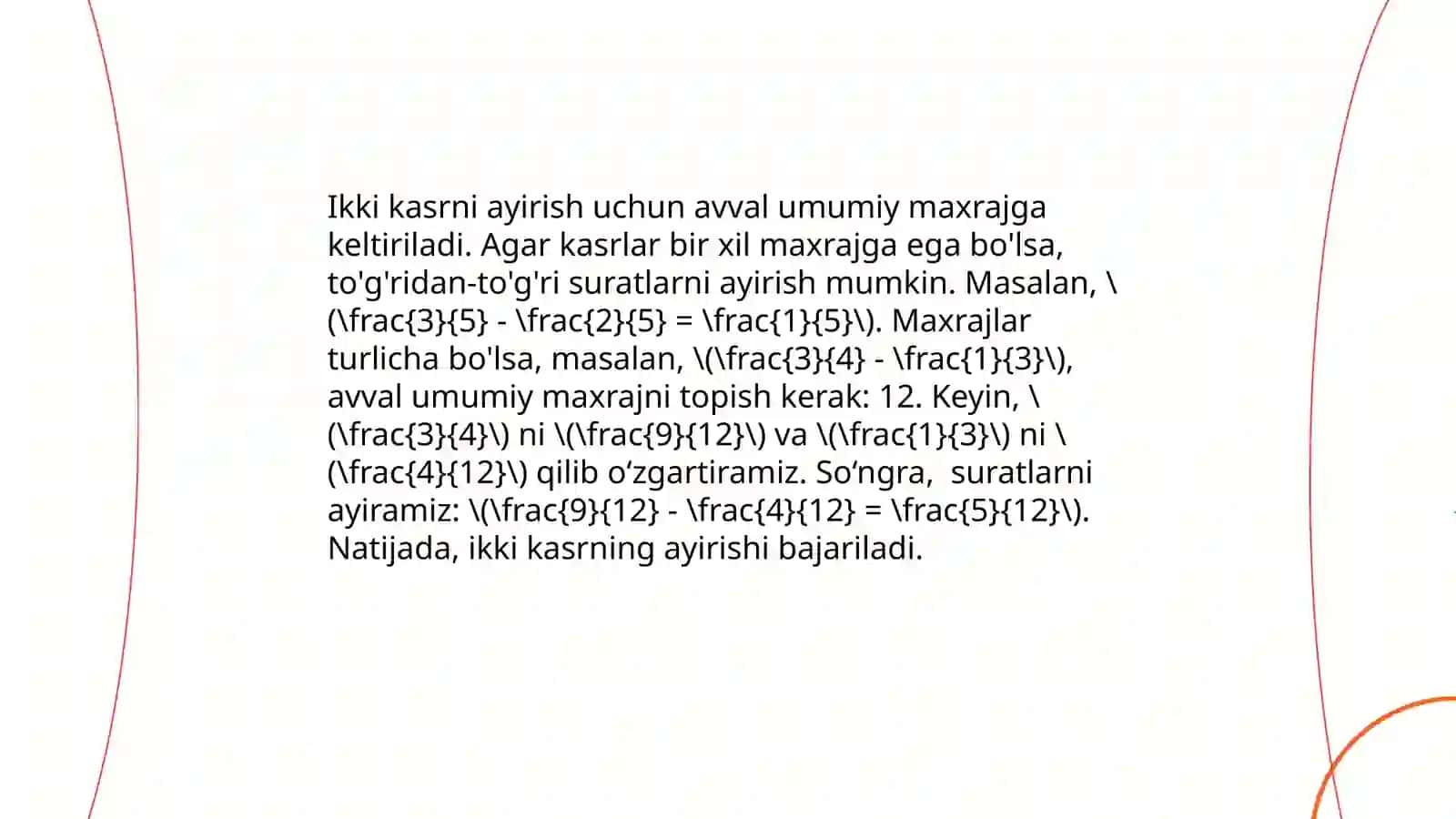 Kasrlar ustida arifmetik amallar 4
