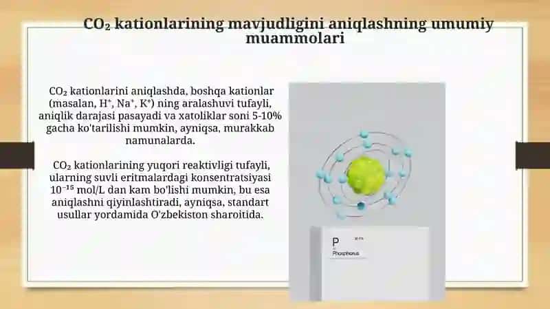 CO2 kationini aniqlashning fizik-kimyoviy va analitik tahlil qilish usullari 4