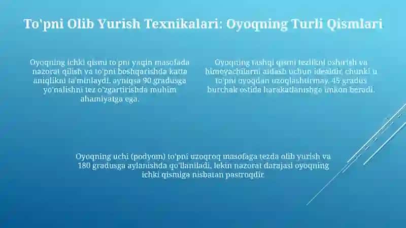 Futbol to‘pini olib yurish texnikasini o‘rgatish metodikasi 4