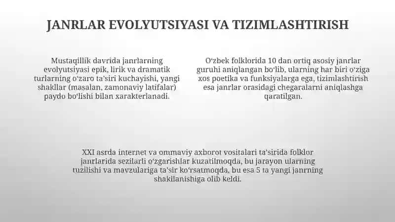 Mustaqillik davrida Ozbek xalq oğzaki ijodini organishning yetakchi masalalari 4
