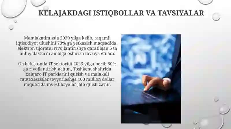 AKT sohasidagi huquqiy meyoriy hujjatlar,O'zbekistonda AKTning holati va rivojlanish istiqbollari 4