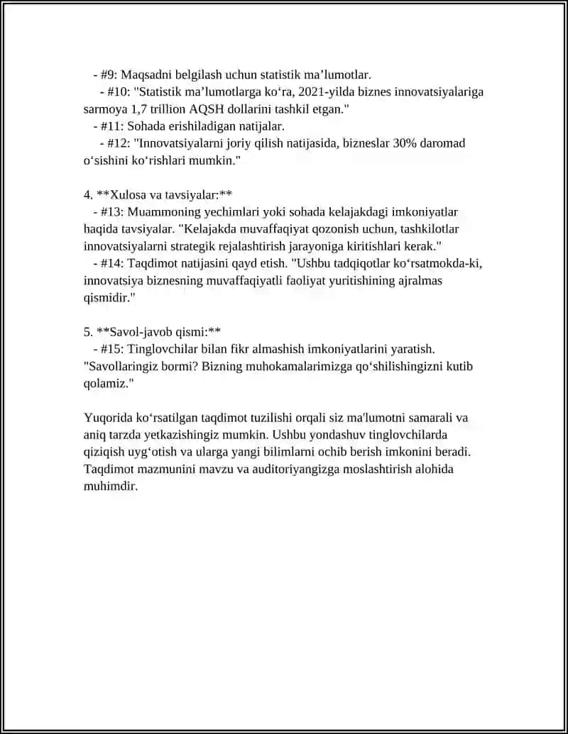 Sohaga Kirish va Maqsadni Aniqlash uchun Taqdimot Tuzilishi 4