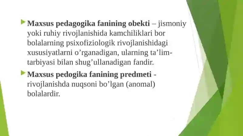 Maxsus pedagogika fanining predmeti, ob’ekti, boshqa fanlar bilan aloqasi 4