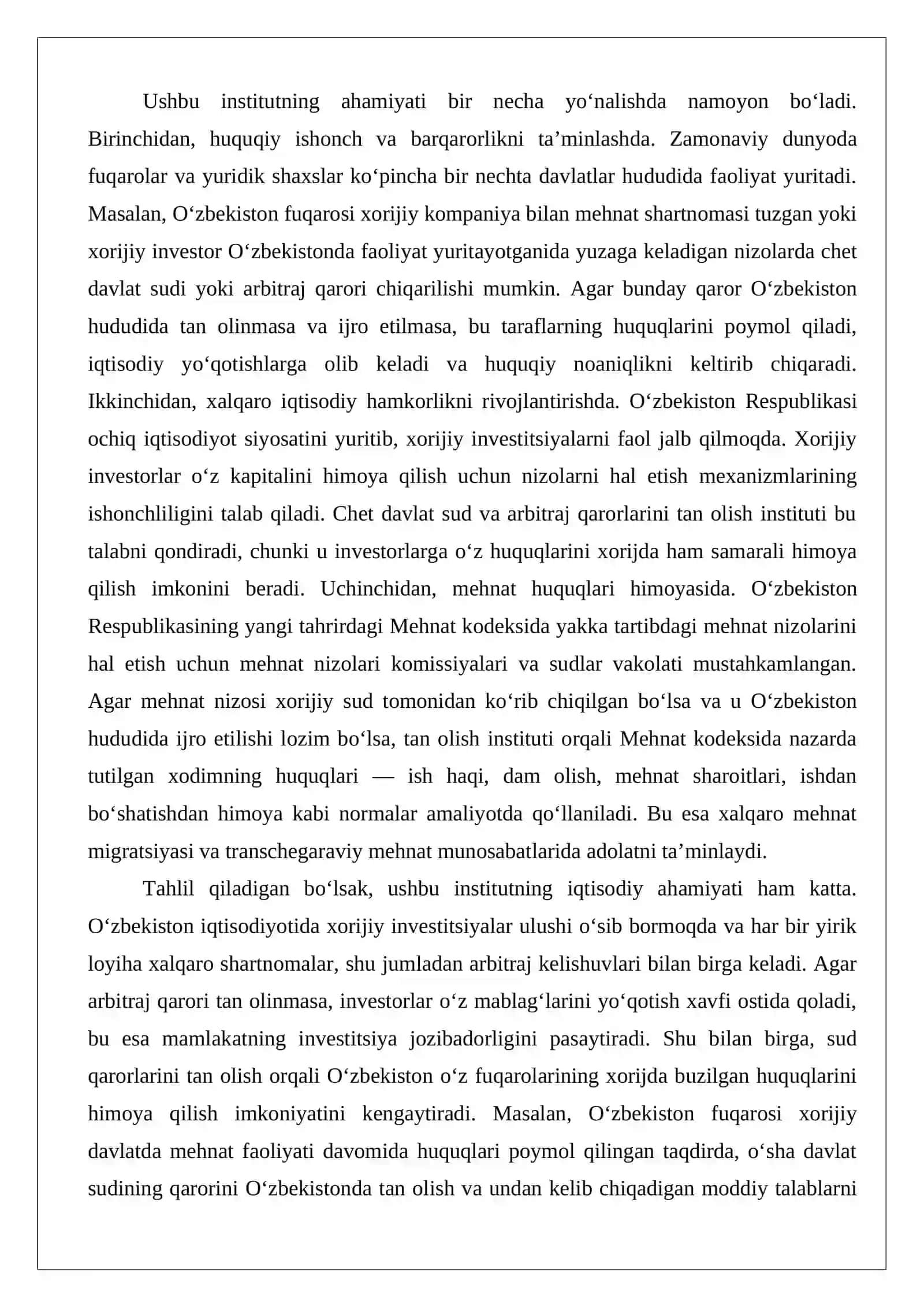 Chet davlat sudlarining va arbitrajlarining hal qiluv qarorlarini iqtisodiy sudlar tomo 4