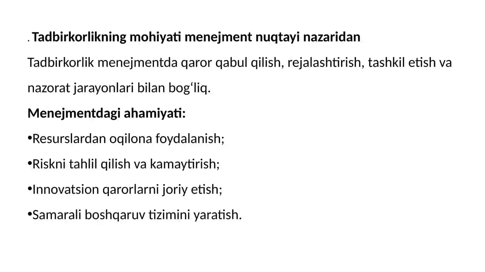 TADBIRKORLIK SHAKLLARI VA UNI TASHKIL ETISH 4