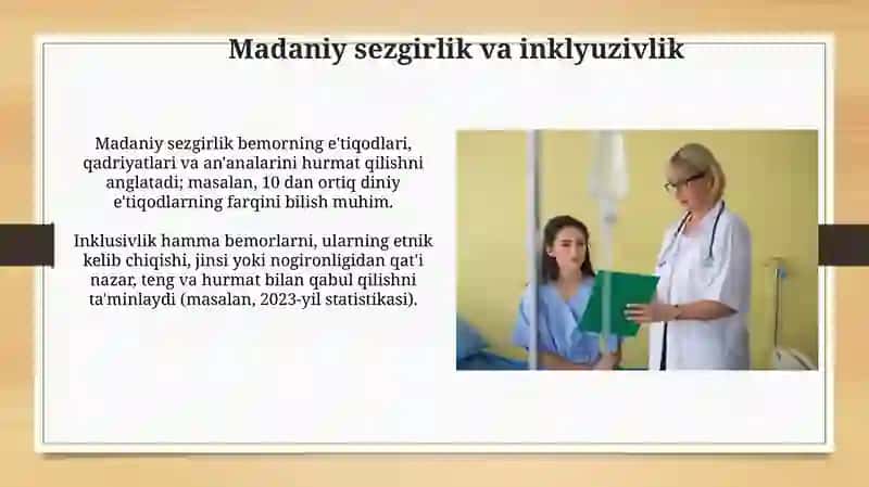 Hamshiraning bemor bilan suxbat qilishda etika qoidalari 4