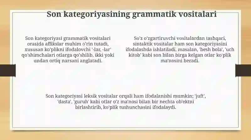 Ot turkumining son kategoriyasi 4