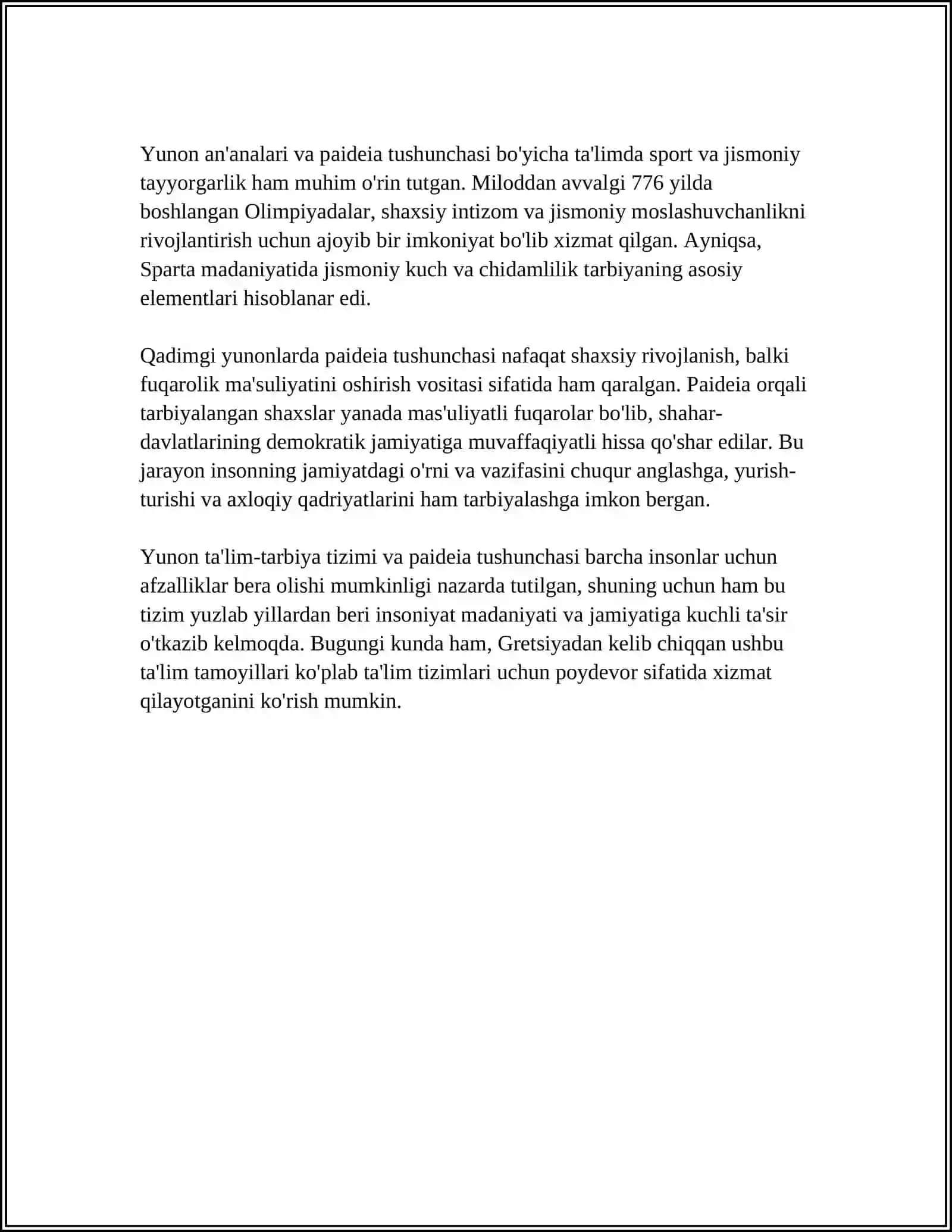 QADIMGI YUNON FAYLASUFLARINING TA'LIM-TARBIYA HAQIDAGI FIKRLARI 4
