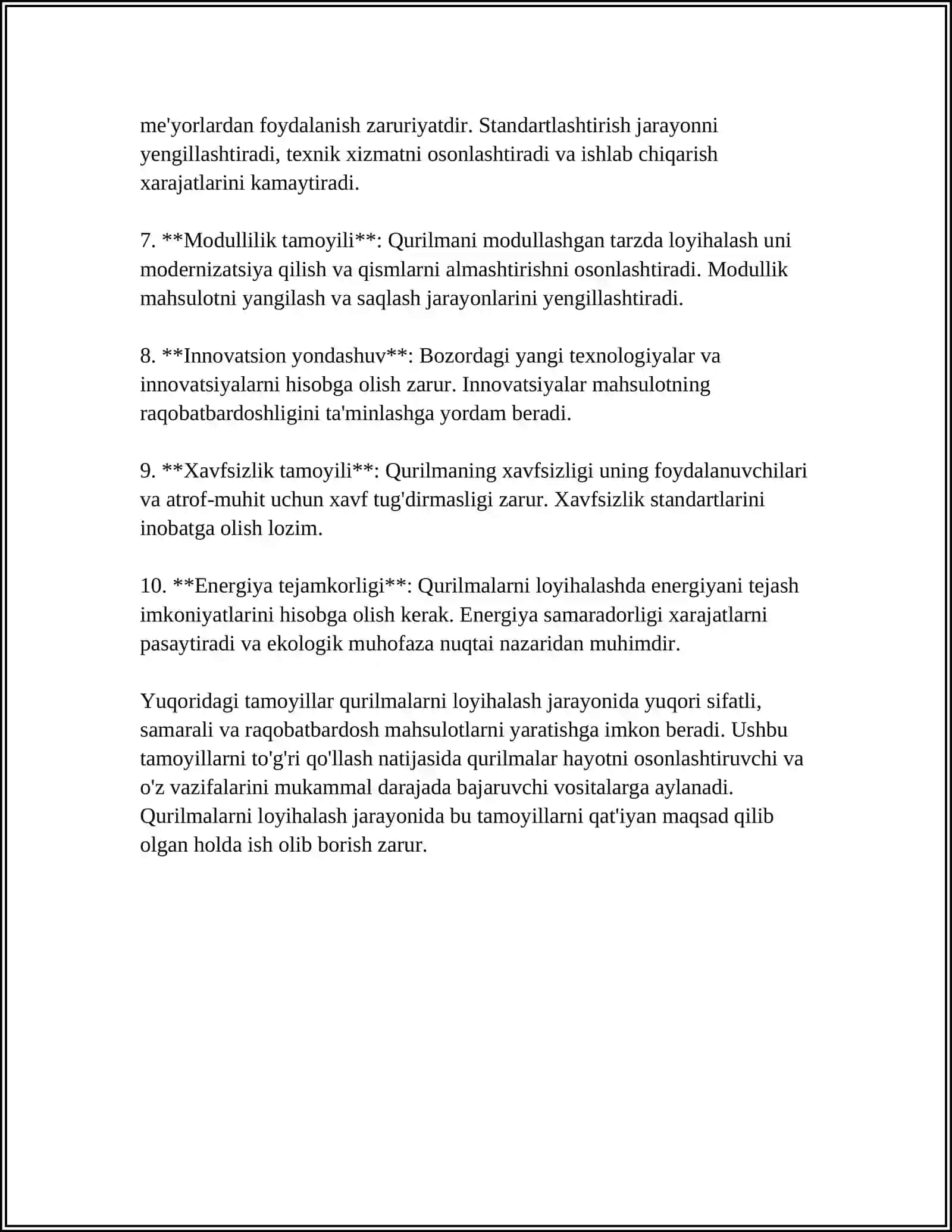 MUSTAQIL ISH Mavzu: QURILMALARNI LOYIHALASH 4