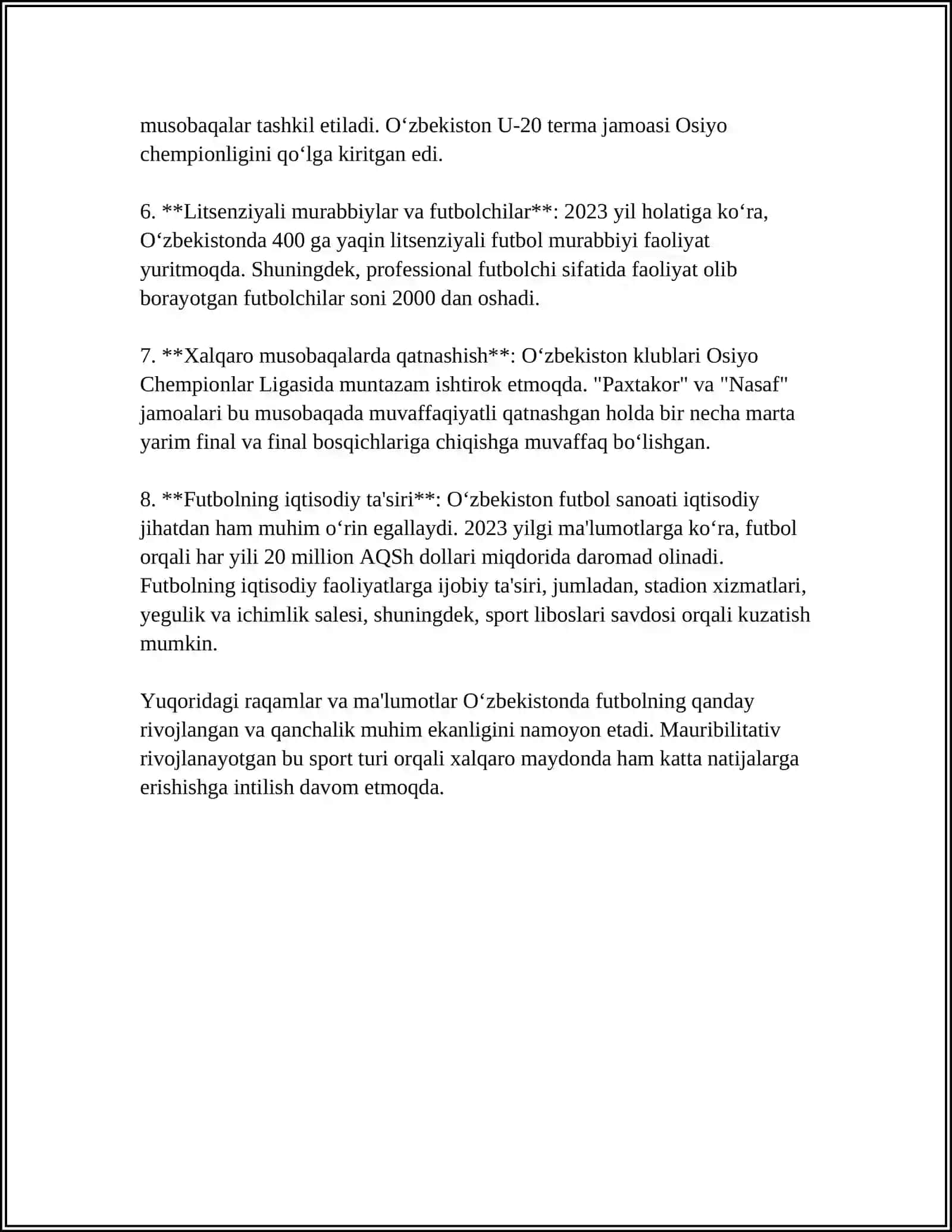 O'ZBEKISTON RESPUBLIKASI JISMONIY TARBIYA TIZIMIDA FUTBOLNING O'RNI 4