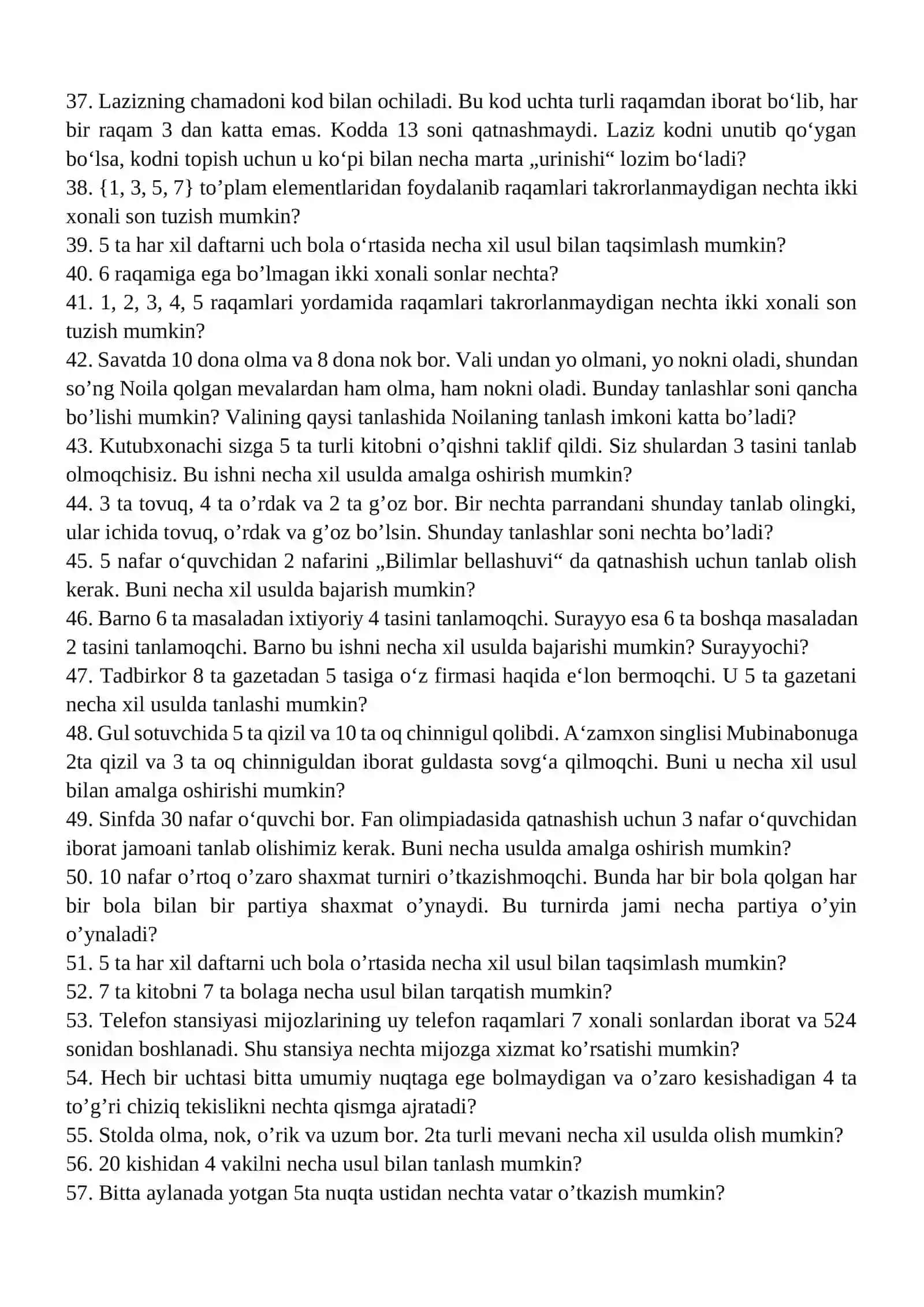 Diskret matematika va matematik mantiq fanidan yakuniy nazorat savollari 4