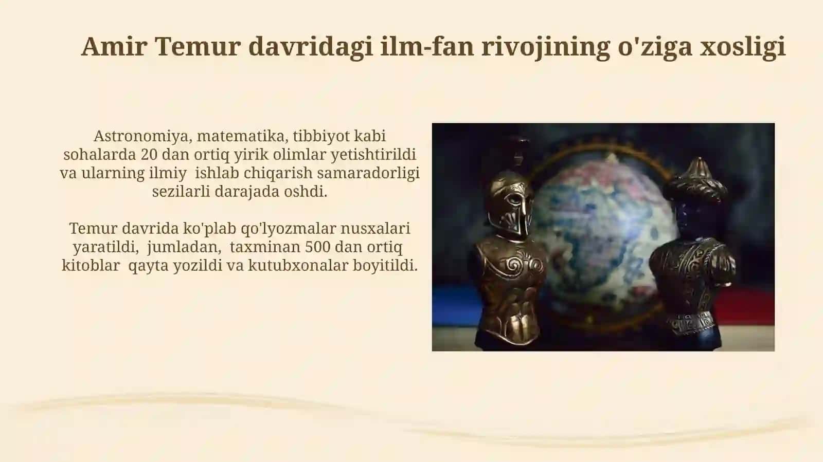 IX-XII asrlarda mamlakatimiz hududida buyuk allomalarning Jahon svilizatsiyasiga qoʻshgan hissasi 4