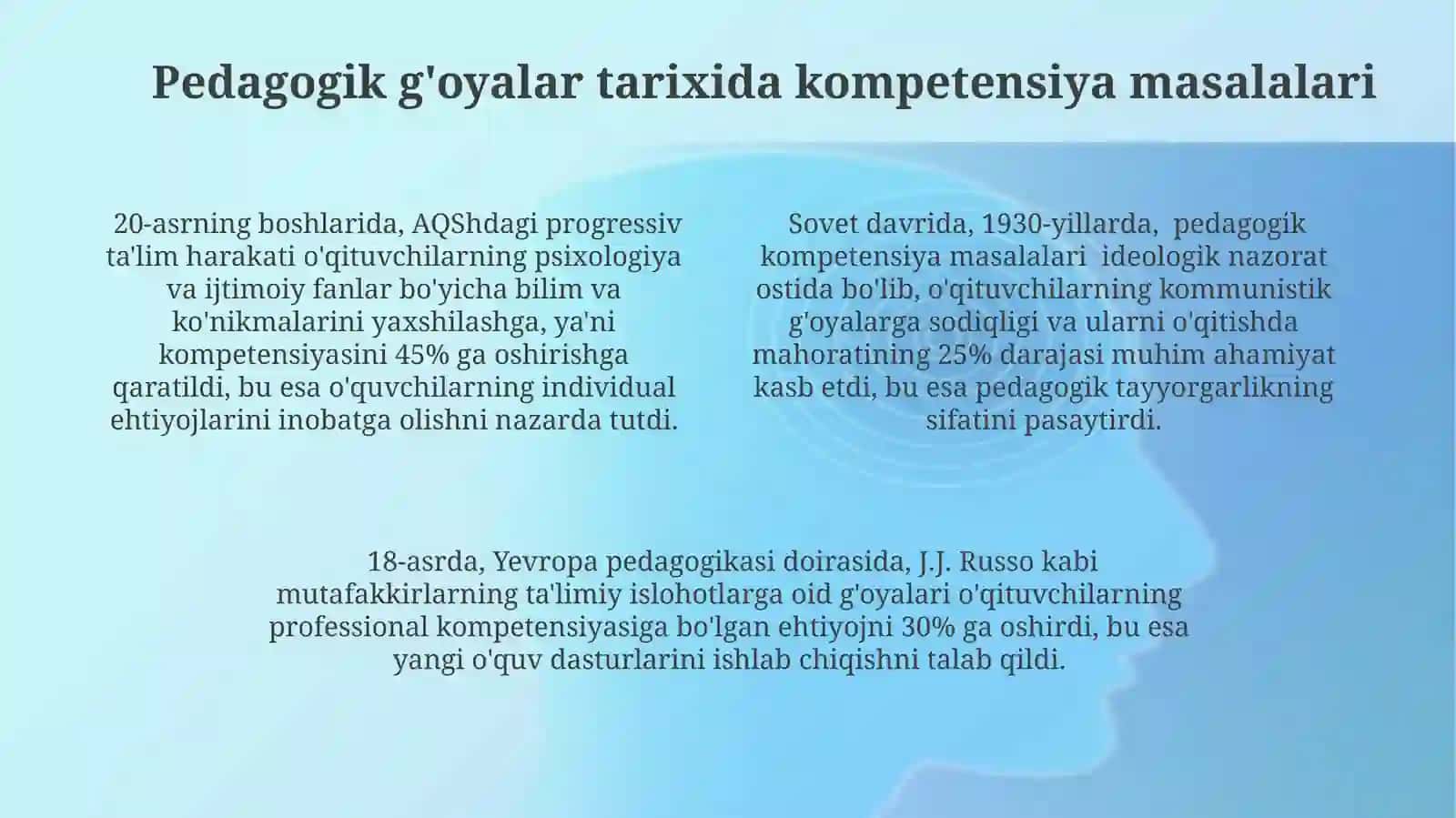 Pedagogik fikrlar va maktablarni tarixi 4