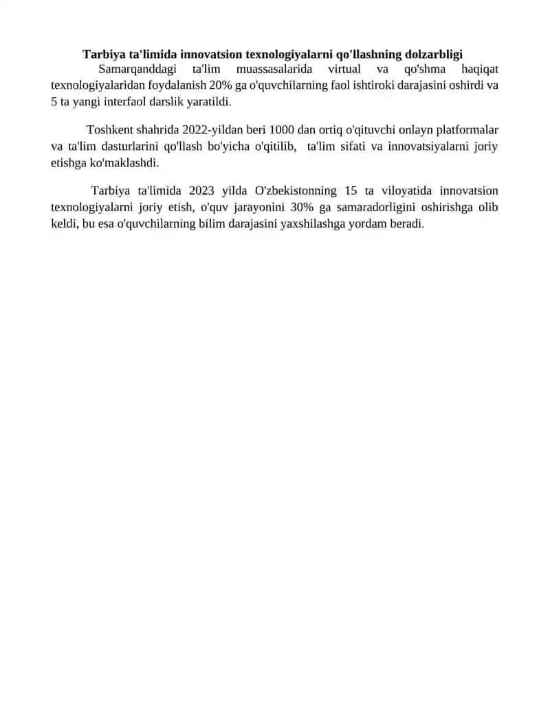 Tarbiya fanini o‘qitishda innovatsion texnologiyalardan keys-stadi bilan ishlash 4