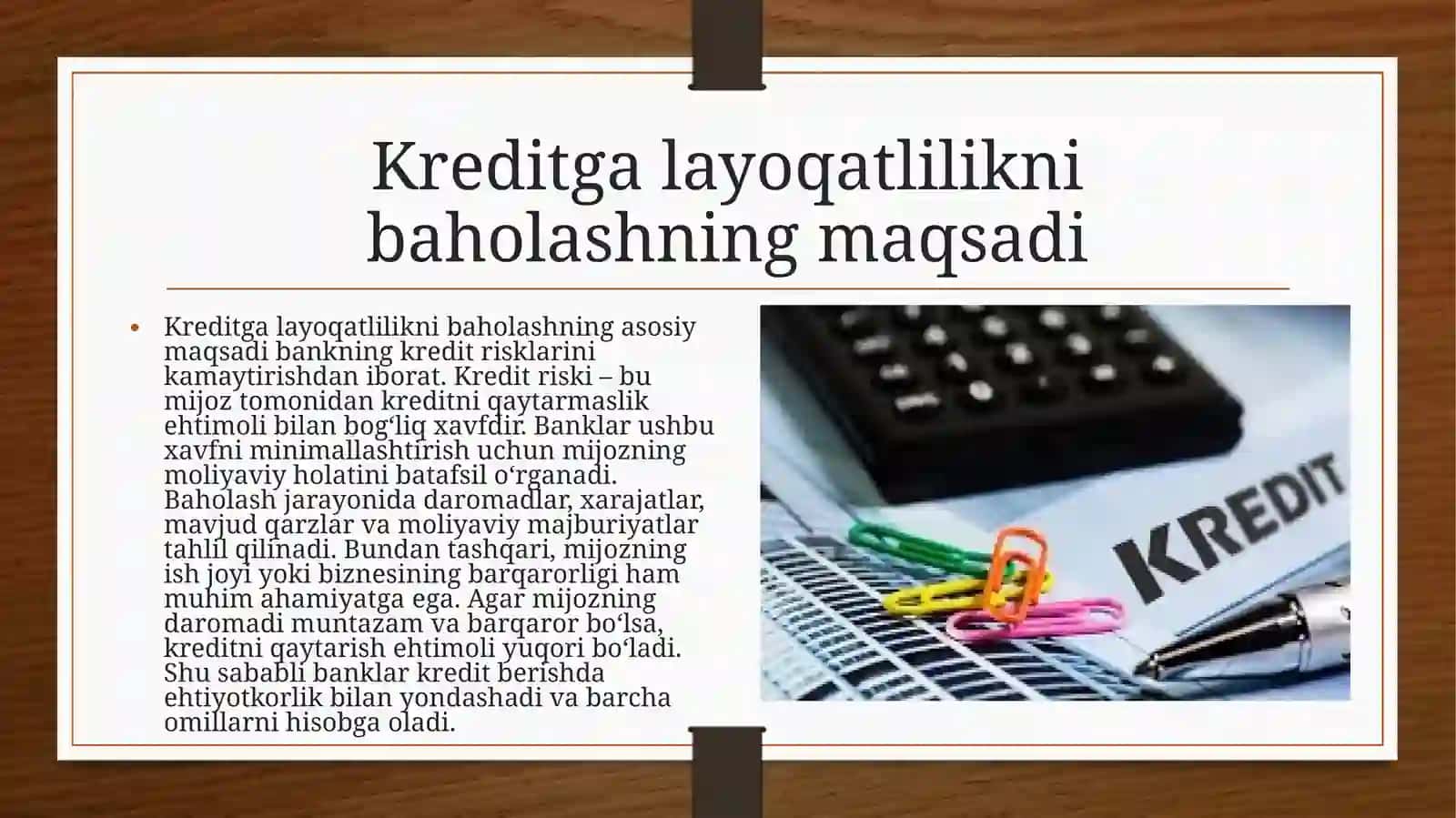 Kreditga layoqatlilik tushunchasi 4