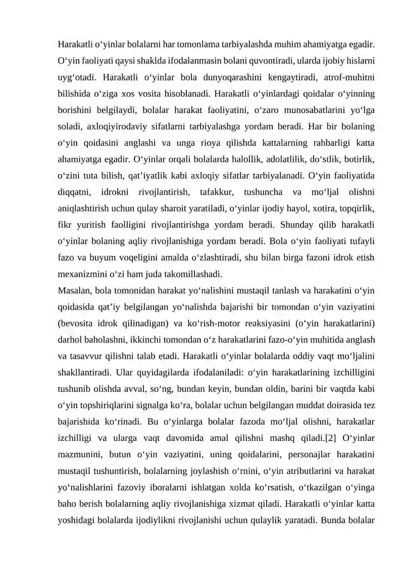 Turli yosh guruhlarida harakatli o’yinlarni o’tkazish metodikasi 4
