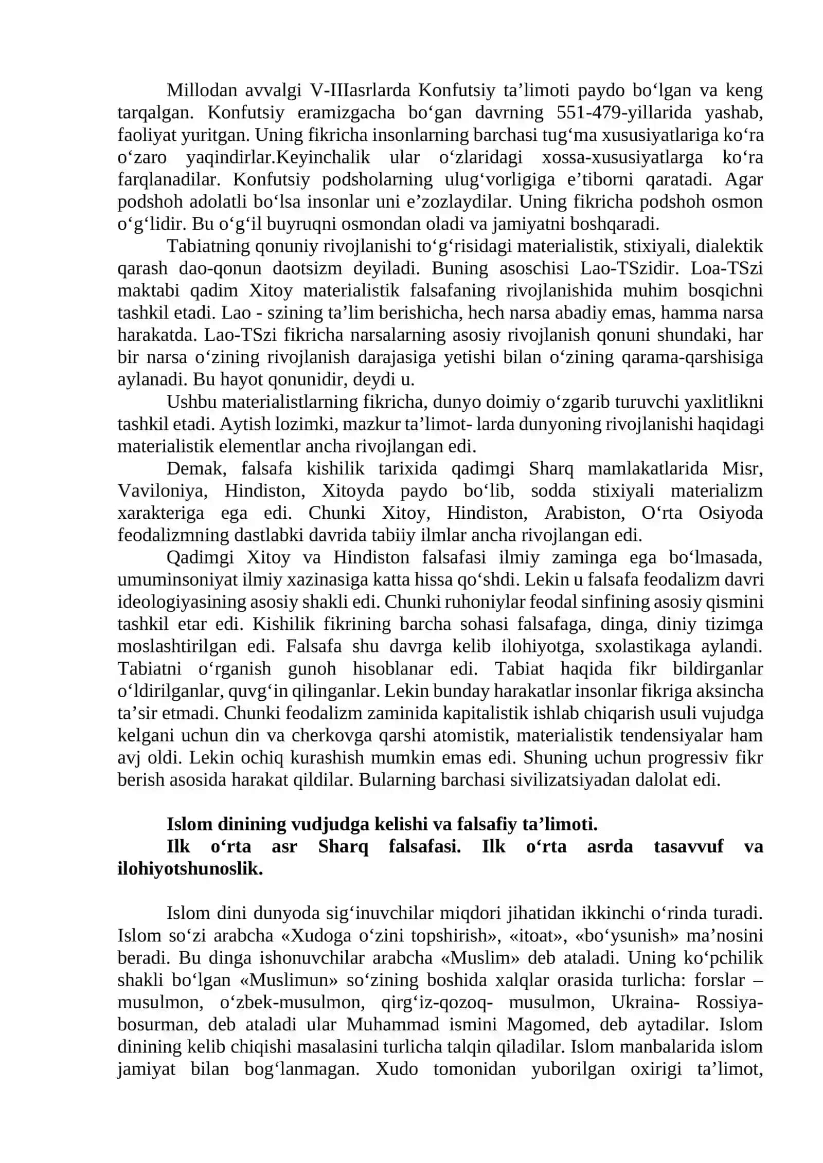 FALSAFIY TAFAKKUR TARAQQIYOTI BOSQICHLARI. SHARQ FALSAFASI 4