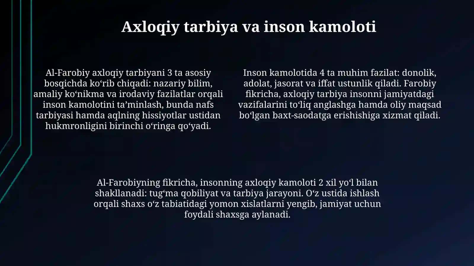 Abu Nasr Farobiyning "Fozil odamlar shahri" asarida ta'lim-tarbiya masalalari 4