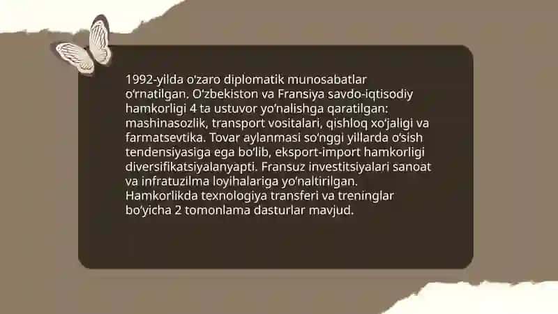 O‘zbekiston va Fransiya munosabatlari 4