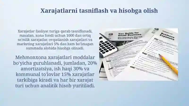 Turistik va mehmonxona xizmatlarini ko‘rsatuvchi sub’ektlar daromadlar vaxarajatlathisobi 4