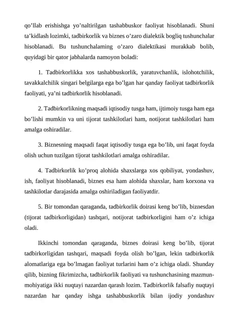Tadbirkorlik faoliyati va uning shakillari 4