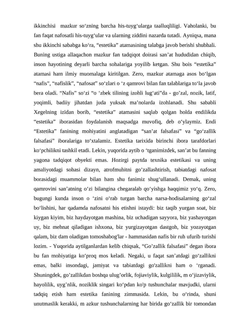 Nafosat falsafasi (Estetika) 4
