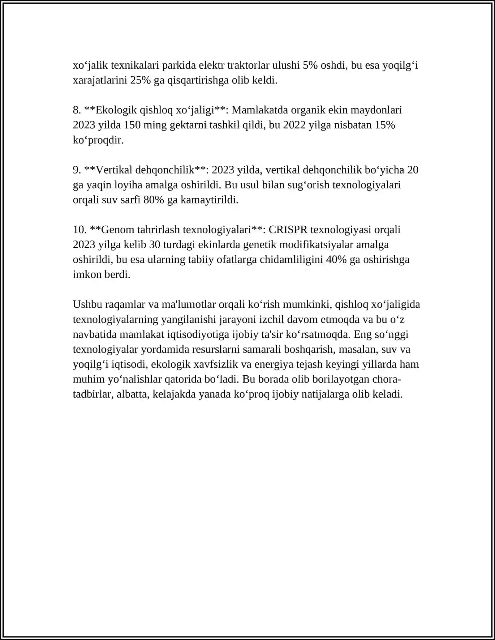 MUSTAQILLIK YILLARIDA QISHLOQ XO‘JALIGI VA SANOAT SOHASIDAGI O‘ZGARISHLAR 4