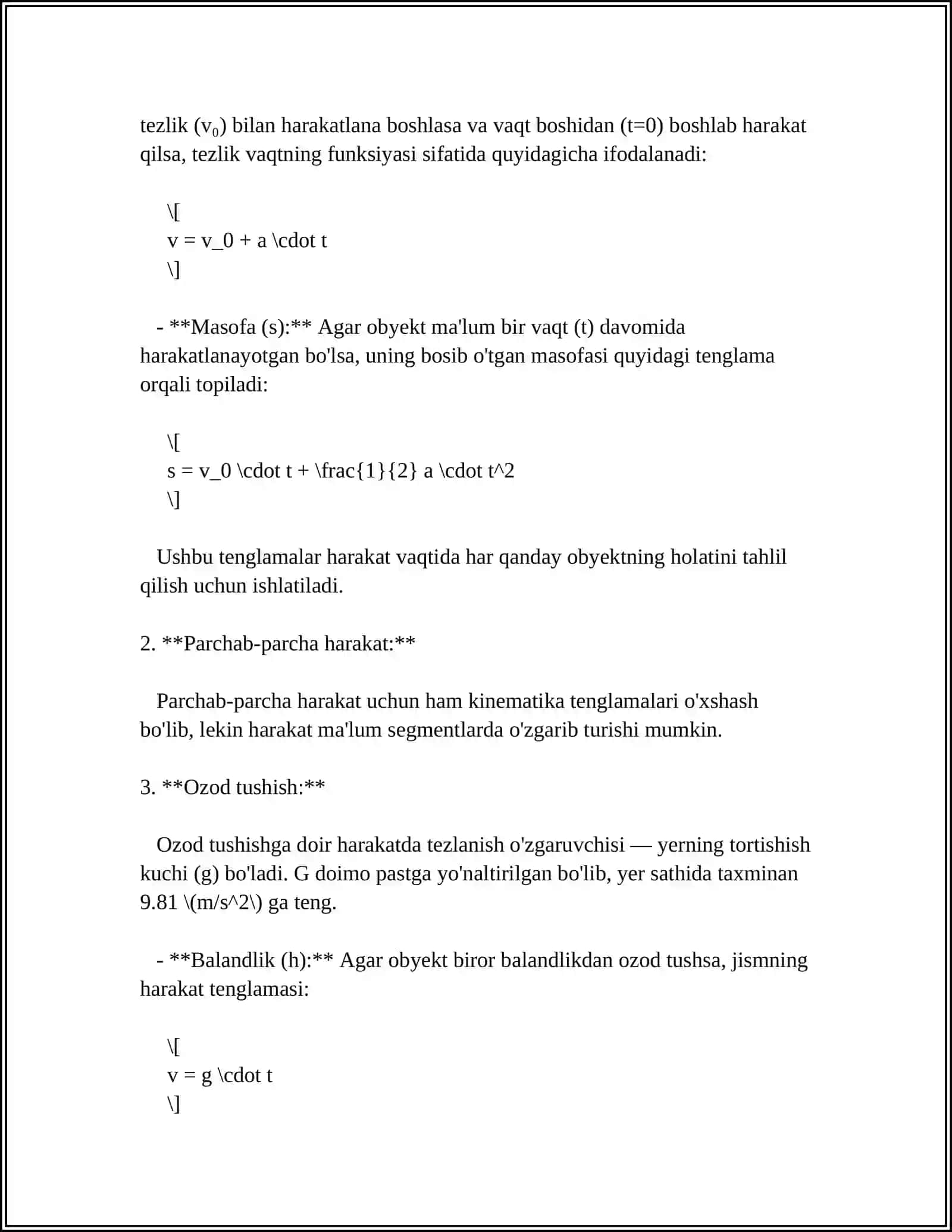 MODDIY NUQTALAR SISTEMASINING HARAKATI. MASSA MARKAZI 4