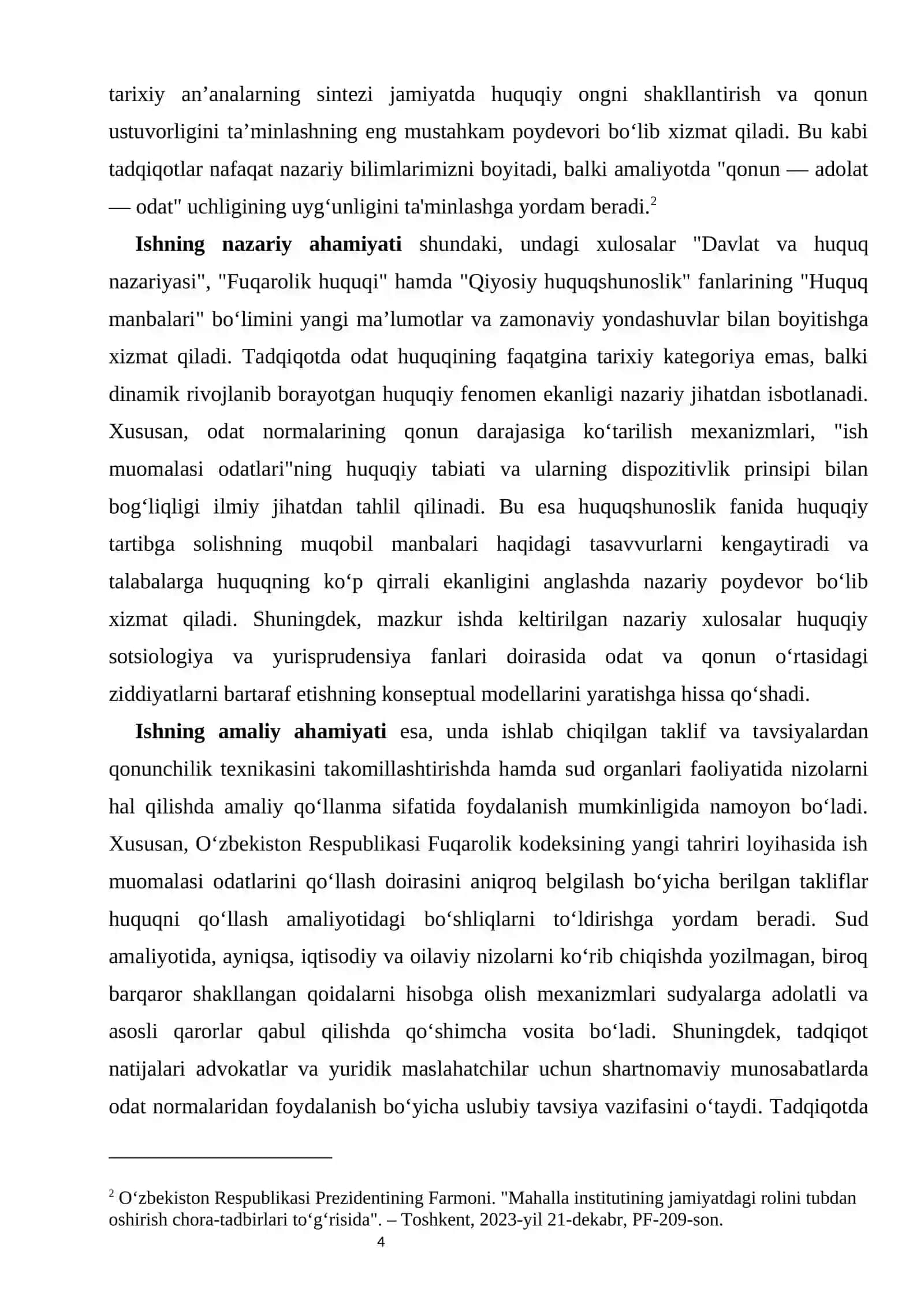 Odat huquqi huquq manbai sifatida kurs ishi 4