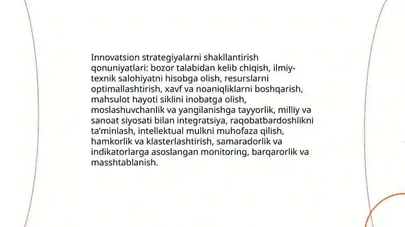 Innovatsion faoliyatni boshqarish qonuniyatlari 4