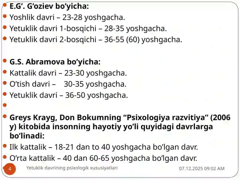 Yetuklik davri 4