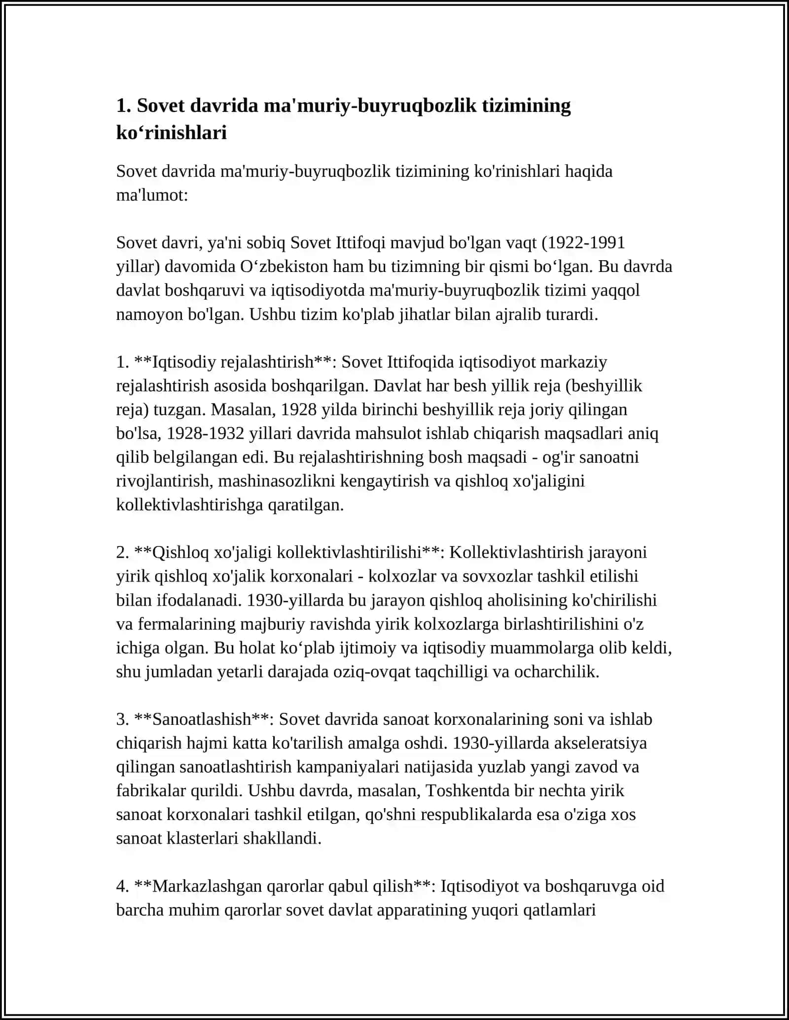 SOVET DAVLATIDA MA'MURIY-BUYRUQBOZLIK TIZIMINING KUCHAYISHI VA INQIROZI DAVRIDA ÕZBEKISTON 4