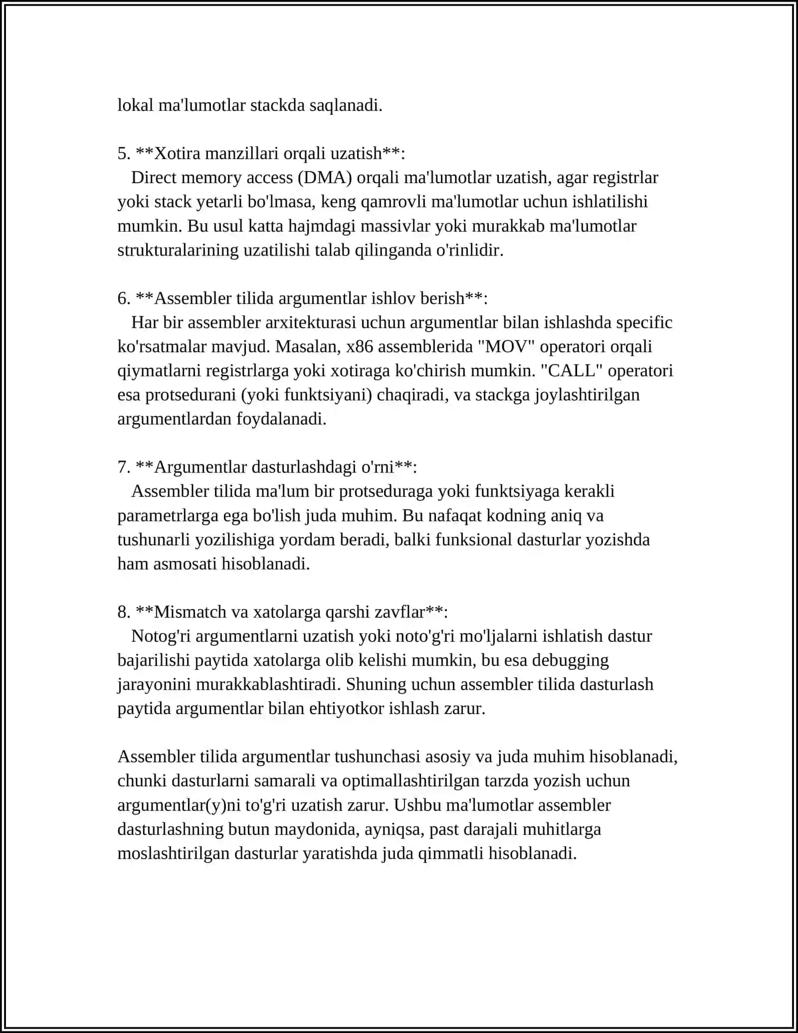 ASSEMBLEYADA ARGUMENTLAR SONINI VA TURINI ANIQLASH 4