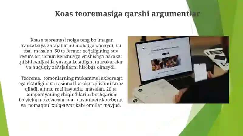 Koase Teoremasi va Tranzaksiya Xarajatlarining O'zaro Aloqasi 4