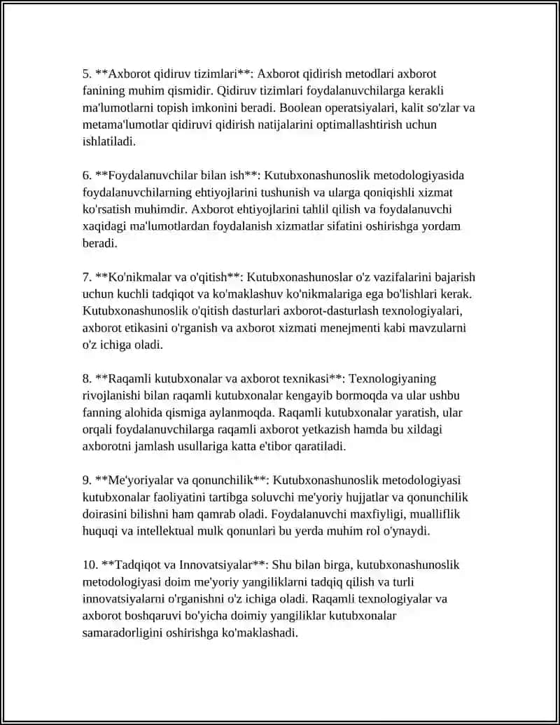 KUTUBXONASHUNOSLIK FANINING METODOLOGIYASI 4