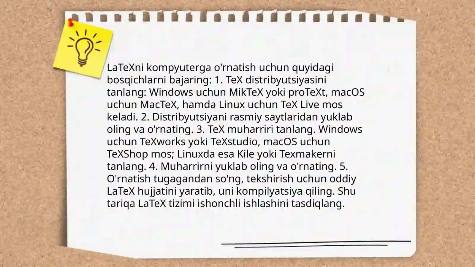 LaTeX tizimining asosiy komponentlari 4
