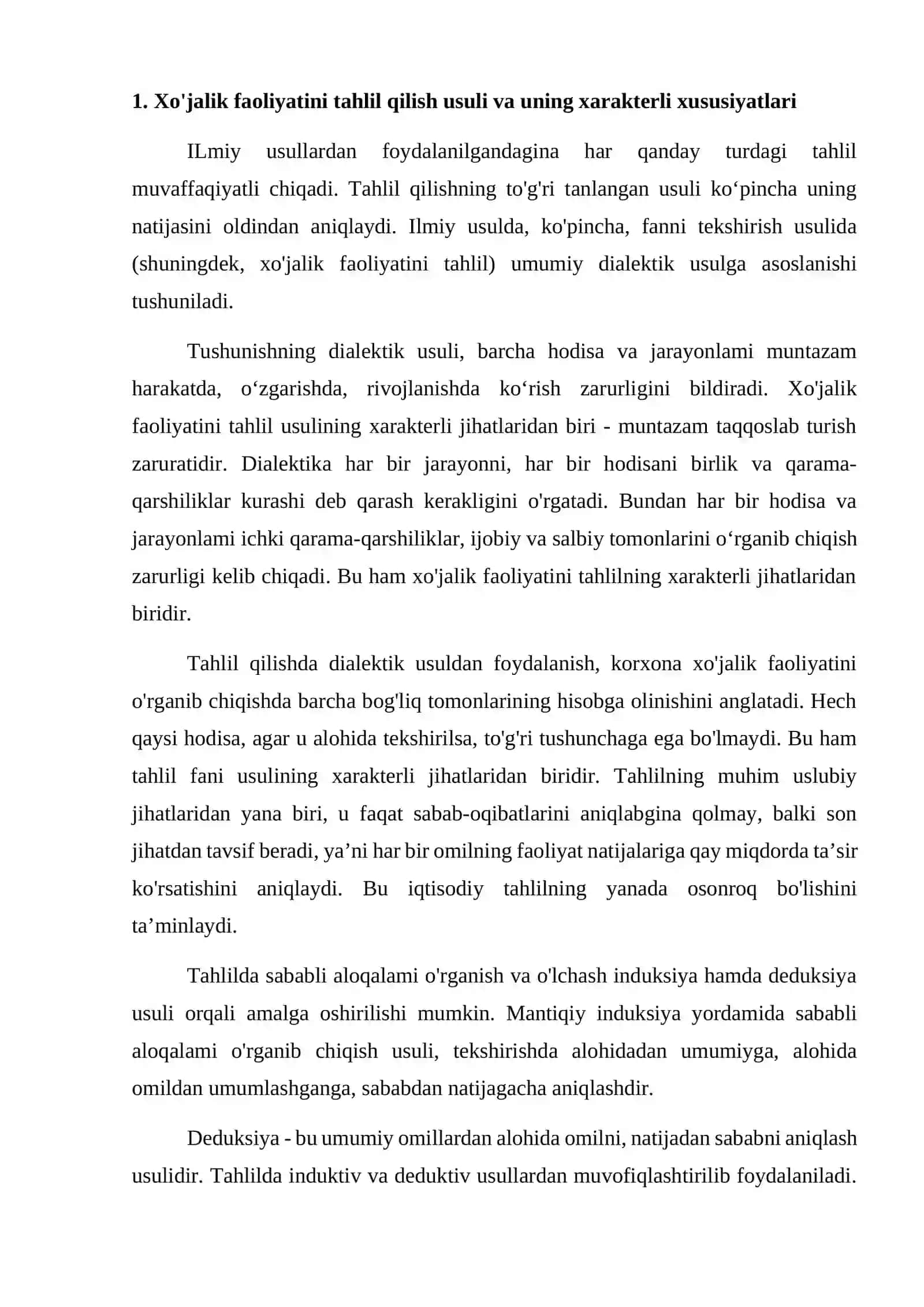 Asmda xo’jalik faoliyatining tahlili fanining metodi va unda qo’llanadigan oddiy an’anaviy usullar 4