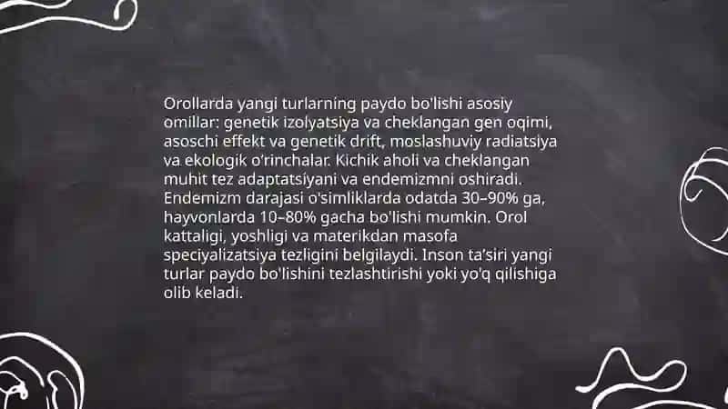 Orollar faunasi va florasini shakllanish yollari 4