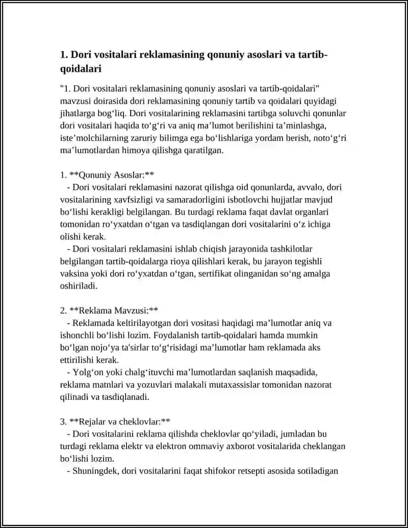 Dori vositalari reklamasining oʻziga xos tomonlari 4