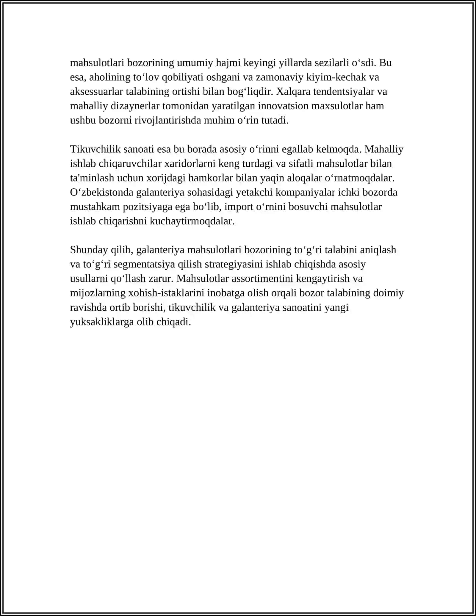 YANGI GALENTERIYA MAXSULOTLARINING ASSORTIMENTI VA SANOATDA ISHLATILISHI AHAMIYATI 4