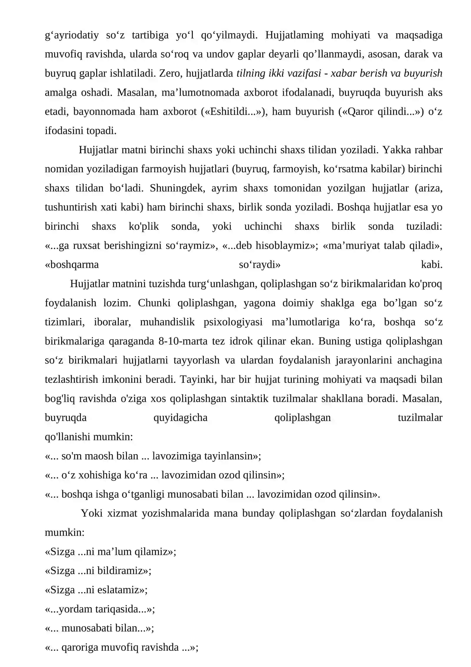 HUJJAT TILI VA USLUBI. HUJJAT TURLARI VA XUSUSIYATLARI 4