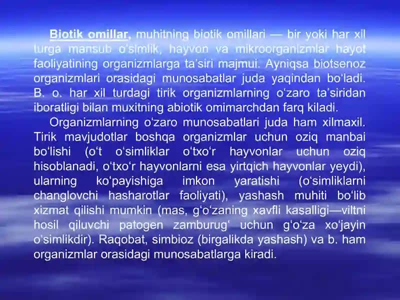 Organizmlarning o`zaro biotik munosabatlari 4