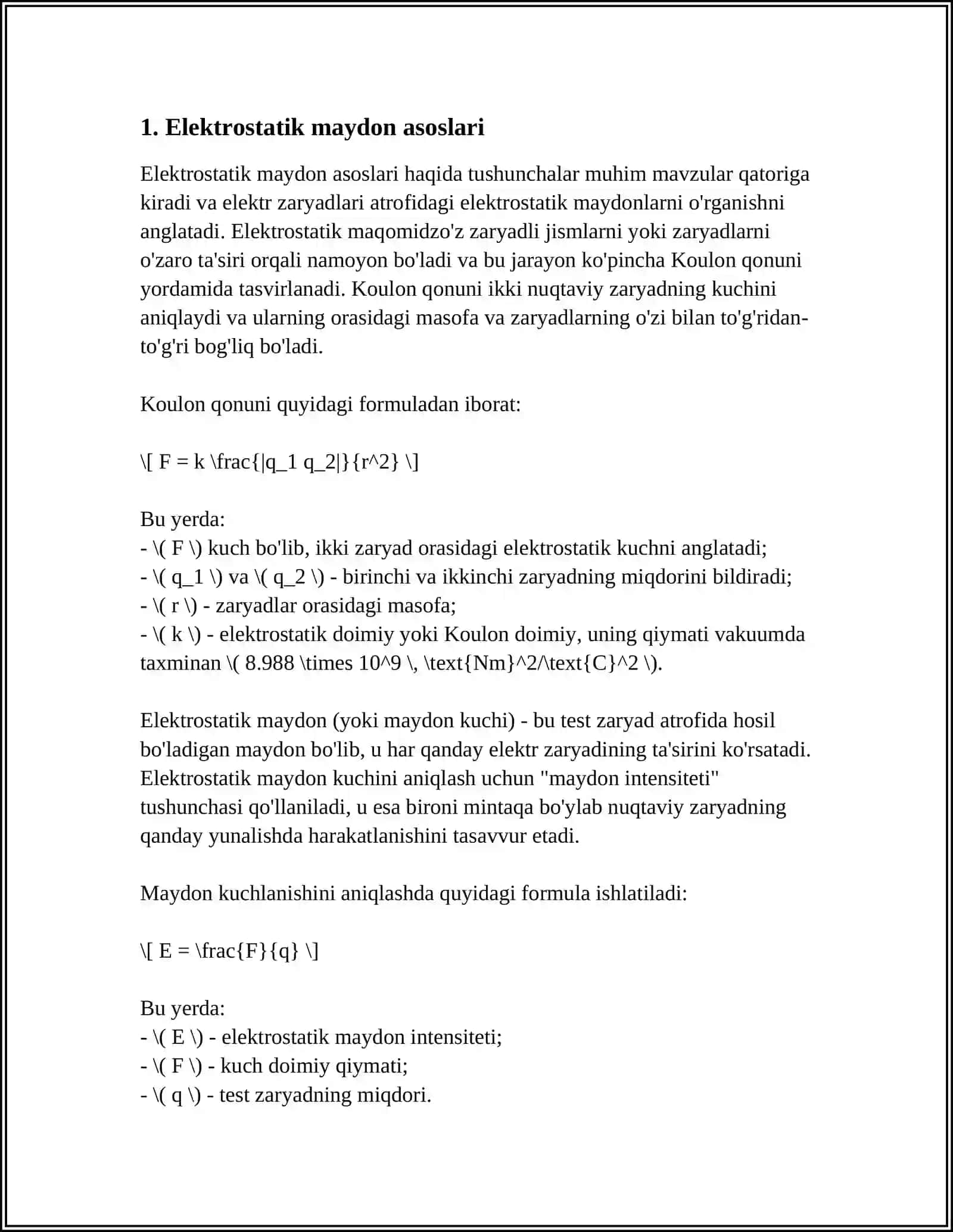 ELEKTROSTATIK MAYDONDAGI DIELEKTRIKLAR. DIELEKTRIKLARNING TURLARI. DIELEKTRIKLARNING QUTBLANISHI 4