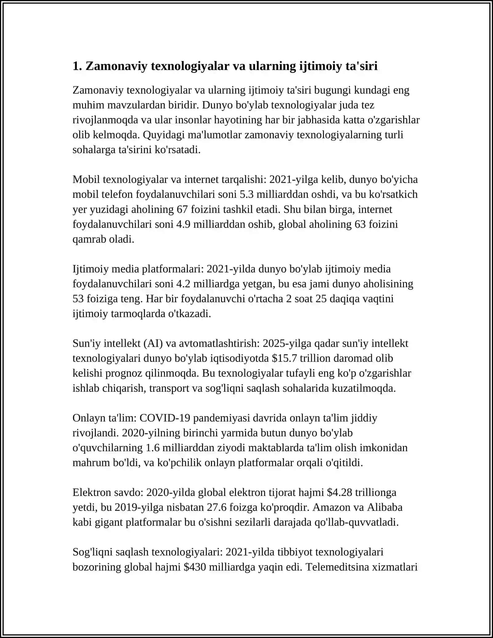 Zamonaviy texnologiyalar va ularning ijtimoiy ta'siri 4