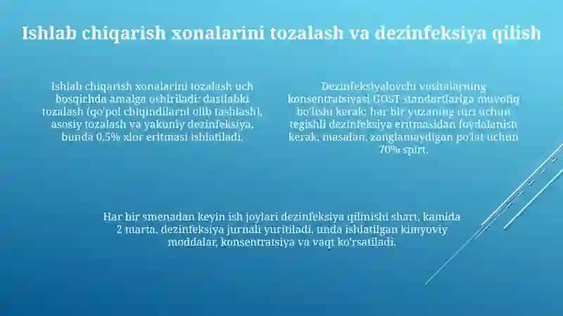 Yengil sanoat korxonalarida sanitariya tekshiruv oʻtkazish 4