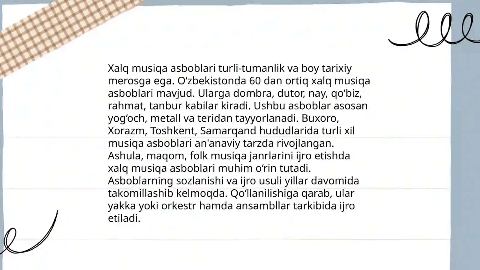 Xalq qoʻshiqlari va cholgʻu kuylari.Lirik musiqada ohang ritmik shakl hususiyatlari 4