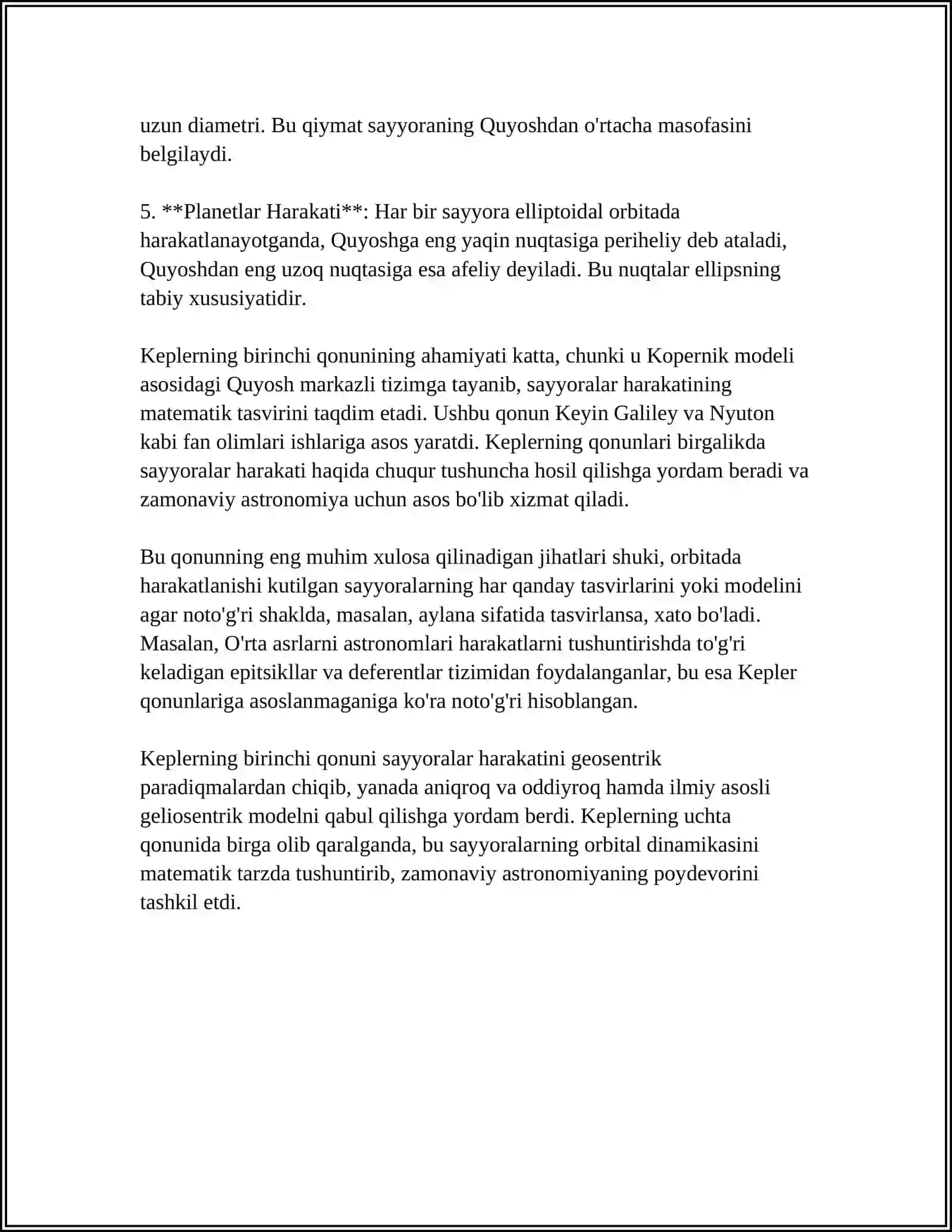 Keplerning birinchi qonuni 4